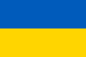 Ukrainas flagga. Den övre halvan av flaggan är blå och den under halvan är gul.